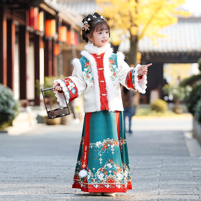女童古装明制汉服套装秋冬季儿童C马面裙小女孩唐装仙气新年拜年