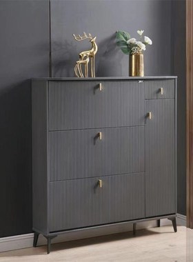 翻门意式轻奢现代17cm超薄带抽灰色鞋柜门口大容U量入户门厅玄关