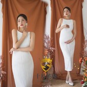 白色连衣裙孕妈咪大肚照写真摄影 l复古气质时尚 孕妇拍照服装 新款