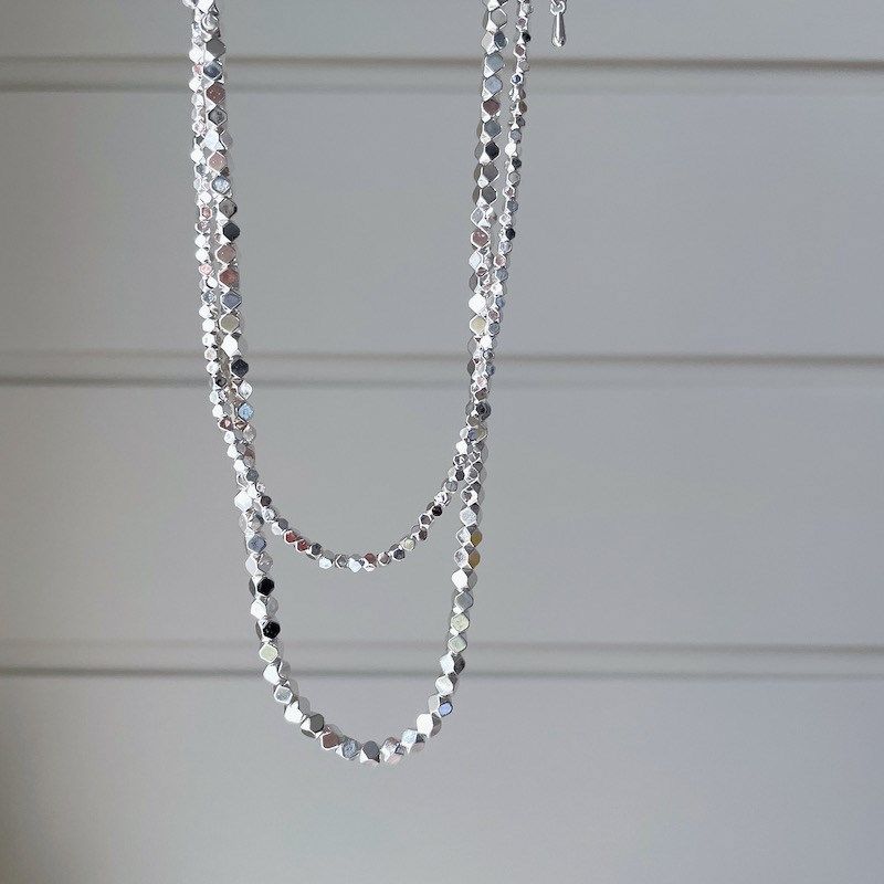 碎银子项链法式极简银质重工气质短款叠戴K手作设计锁骨链日韩新