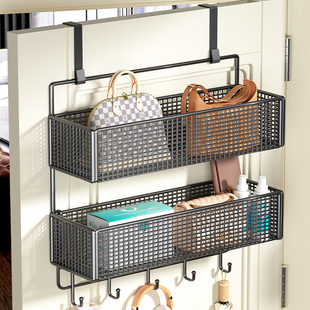 门后挂钩置物架门上o挂衣架免打孔挂门后挂篮超薄衣柜侧包包收纳