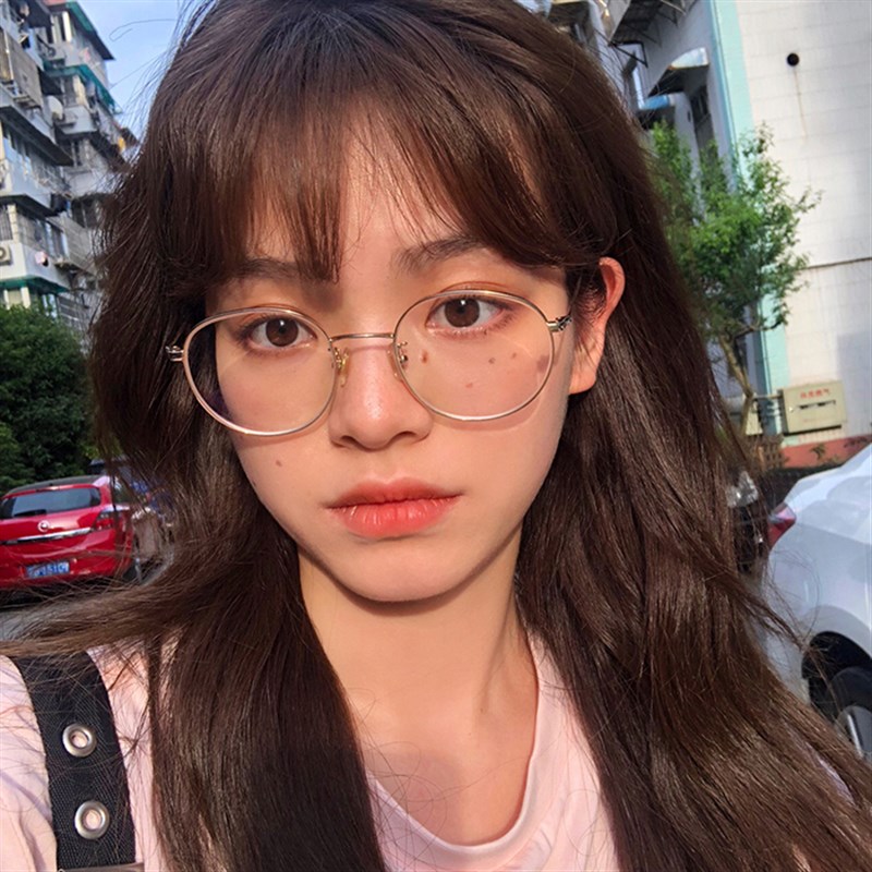 韩国新款百搭轻学院风细框金属文艺圆框镜框潮眼镜架可配近视