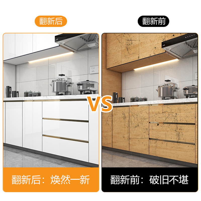 整体橱柜贴纸家俱翻新衣柜子自粘大理石桌面柜门防潮防水厨房防油