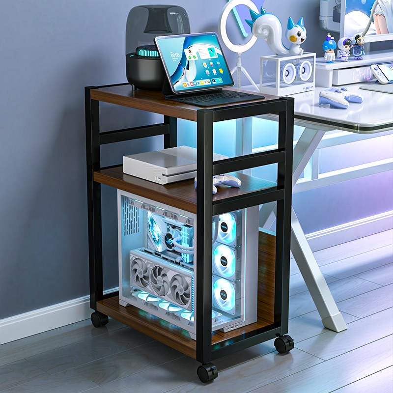 机箱托架台式电脑主机底座多层落地可移动收纳置物架电竞桌下支架