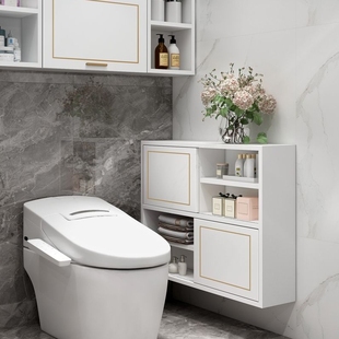 防水实木浴室窄边柜马桶侧边夹缝柜上方收纳柜壁挂储物吊柜置物柜