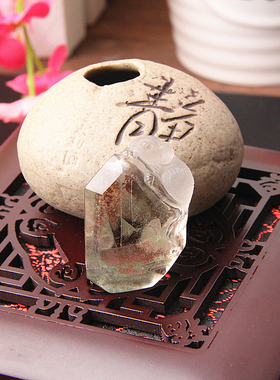 精雕天然绿幽灵水晶鼠吊坠项坠 男女水晶老鼠项链挂坠生肖水晶鼠