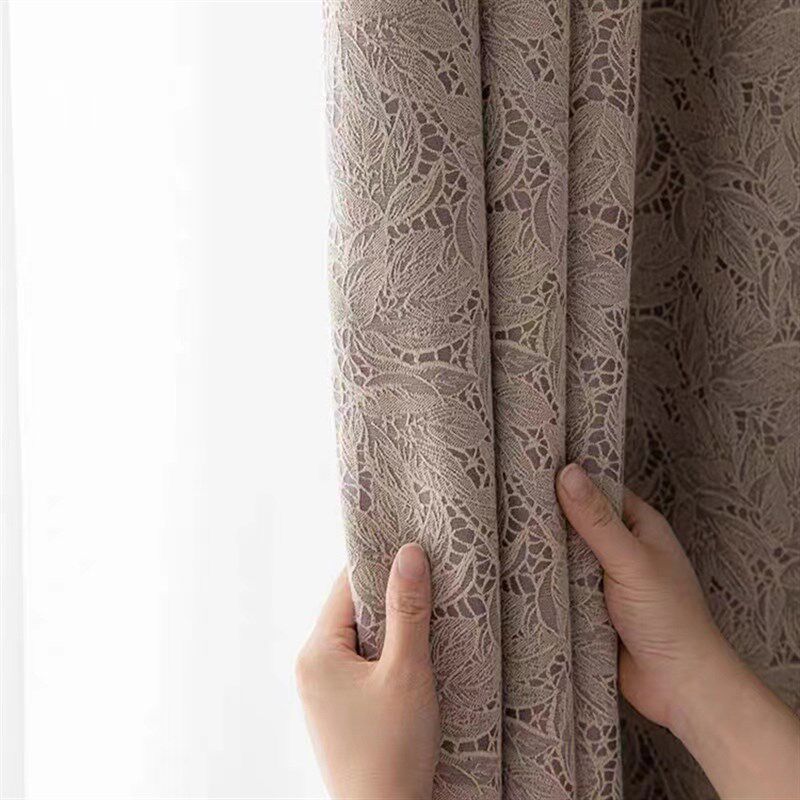 日式轻奢蕾丝提花窗帘客厅卧室z美式简约加厚隔音遮光窗帘定制成