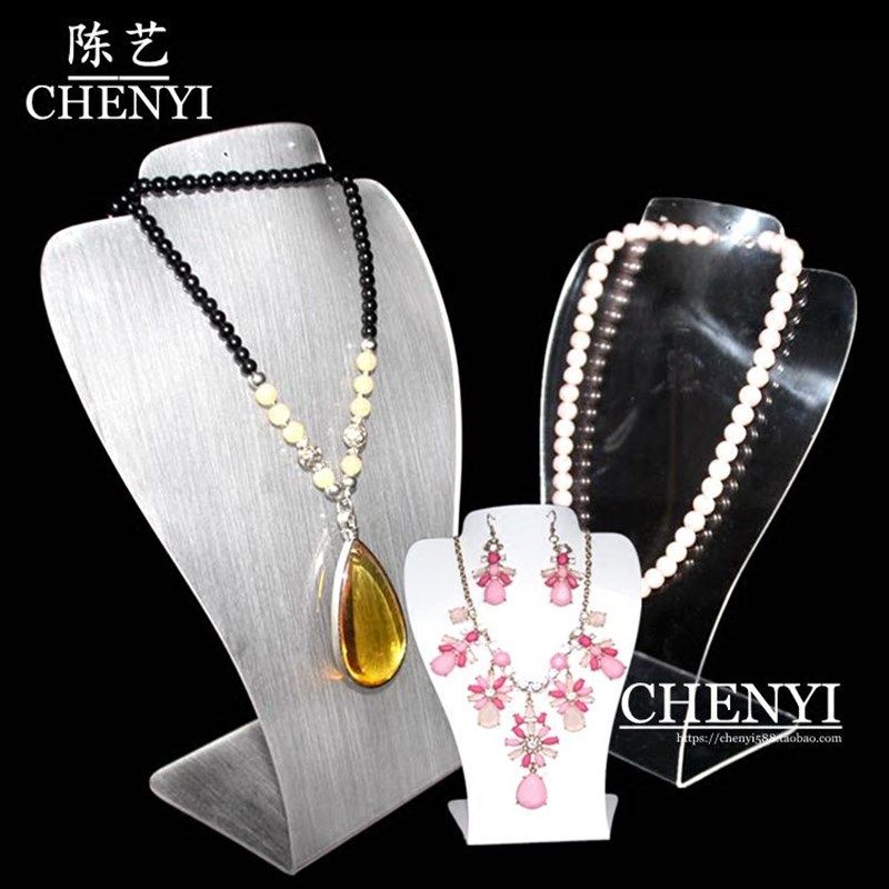 吊坠珠宝耳环项链架银首饰品展示托 亚克力有机玻璃透明人像胸模