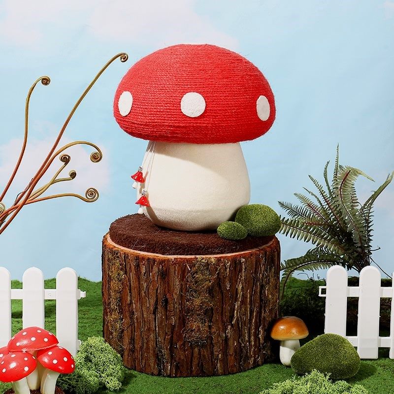 蘑菇猫抓板剑麻立式猫抓柱不掉屑磨爪猫咪解闷红伞伞猫爬架猫玩具