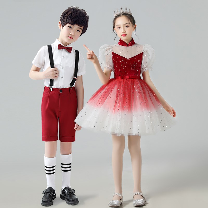 六一儿童演出服女童舞蹈服蓬蓬纱裙小学生男童朗诵主持人表演服装