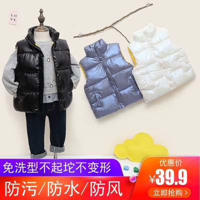 儿童马甲秋冬季男童羽绒棉坎肩女童宝宝外穿加厚保暖洋气潮童韩版