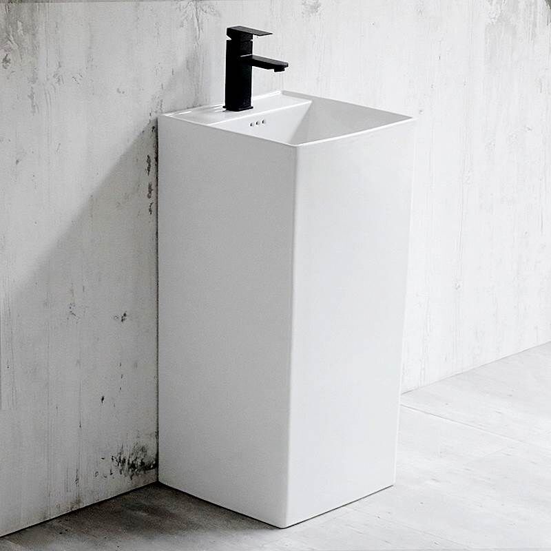 陶瓷一体落地式立柱盆卫生间立式洗脸盘圆形洗手盆小Y户型阳台水