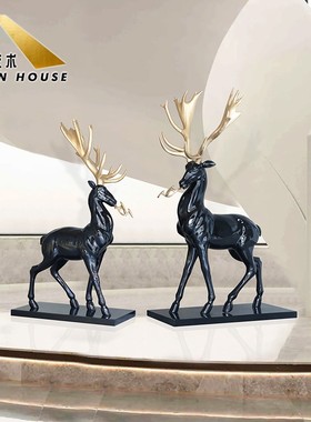 售楼处抽象鹿大型落地摆件动物雕塑玻璃钢酒店大厅室内装置艺术品