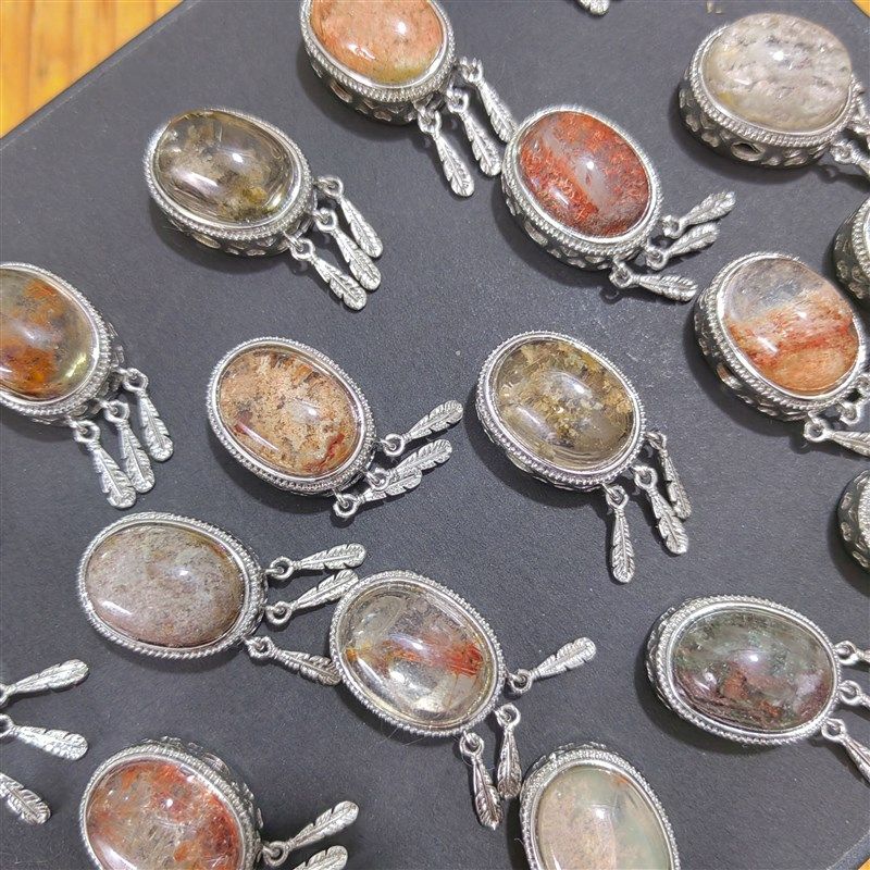 银饰镶嵌天然花幽灵颗颗有景物可以DIY提溜手链项链戒指价格优惠