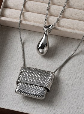 银色净水瓶吊坠项链女轻奢小众设计高级感百搭气质网红瓶子毛衣链