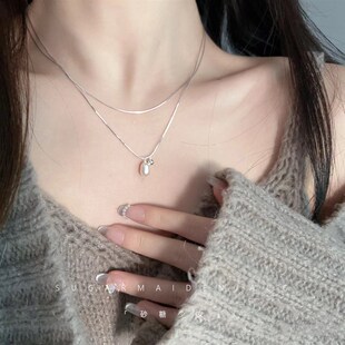 沧海遗珠个性双层叠戴珍珠项链女.小众高级感轻奢蛇骨链百搭~