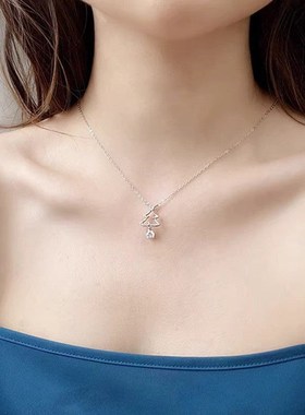 999纯银莫桑钻耶诞树项链女款小众轻奢设计锁骨链耶诞礼物送女友