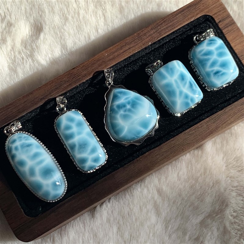 建木信使【高品质】天然海纹石拉利玛原石吊坠项链 原矿