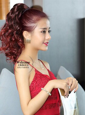 优热卖迪拜波浪长电烫卷假发马尾绑带式隐形H081101