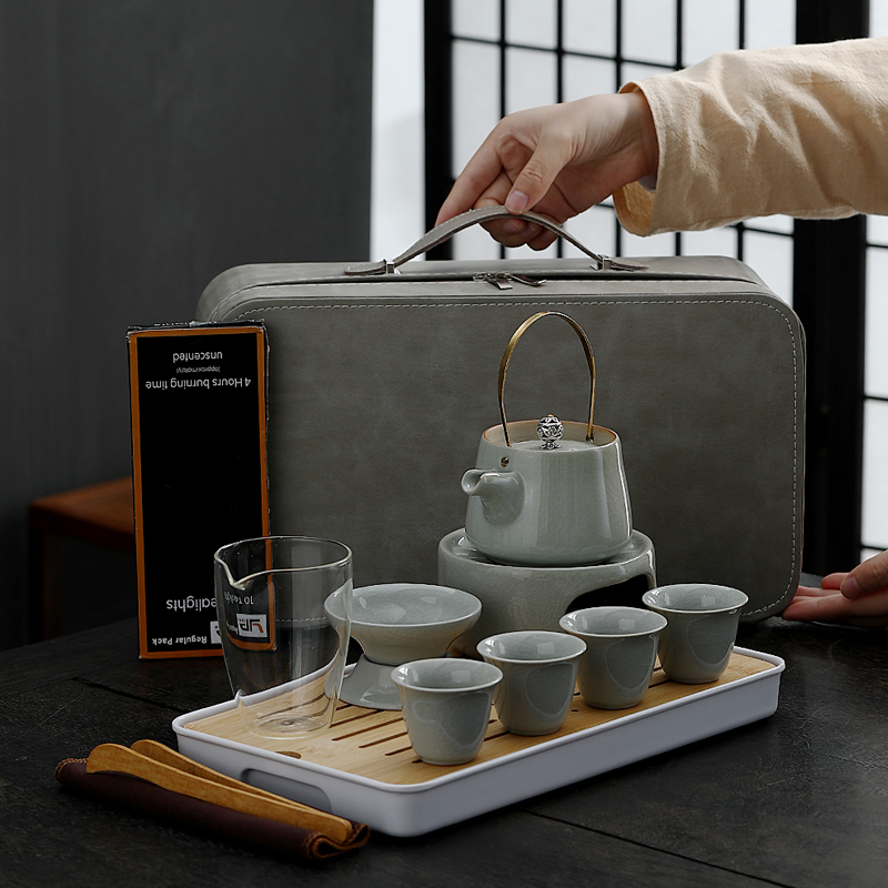 围炉煮茶旅行功夫茶具套组提梁茶壶蜡烛加热小泡茶Q炉露营户外可