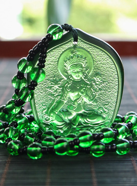 禅悦佛艺琉璃绿度母吊坠绿度母妈妈佛牌吉祥挂件男士女生项链饰品