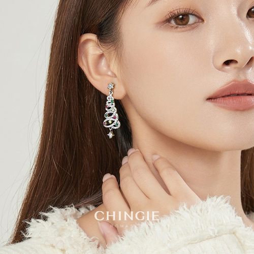 圣诞树耳环独特小众设计感高级主题耳饰秋冬款耳夹无耳洞女