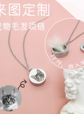 来图定制宠物毛发骨灰项链去世猫咪狗刻字照片纪念品吊坠礼物订做