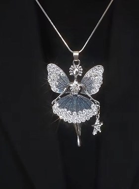 镶钻天使女孩长款毛衣项链秋冬新款项链时尚百搭高级感吊坠不掉色