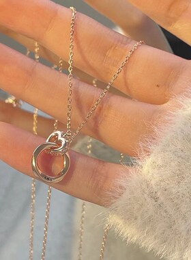 999纯银项链女莫比乌斯环爱心锁骨链小众高级送女友闺蜜生日礼物