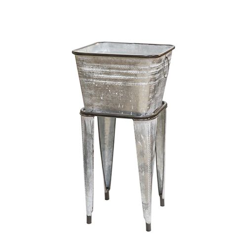 爱上花园 园艺杂货 家居铁皮做旧马口铁 四腿底托双提花箱收纳筐