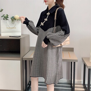 冬季款孕妇装秋装套装时尚款秋冬款复古加厚连衣裙上衣女冬装毛衣