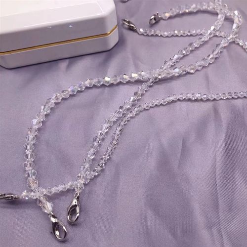 水晶肩带裙子吊带链子水晶链条肩带链高亮镀切面玻璃白色透明珠饰