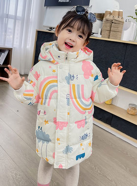 新款儿童羽绒棉服加厚女童棉衣中小童棉袄婴幼儿外套保暖中长版秋