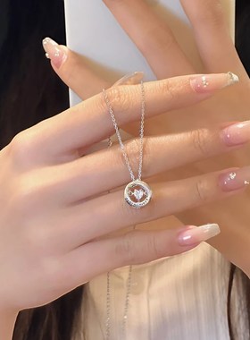 999纯银莫比乌斯环项链女款轻奢小众跳动的心颈链闺蜜情人节礼物