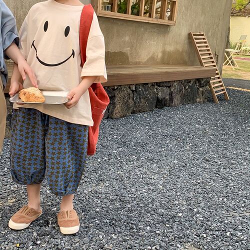 秋夏中小童款棉麻长裤女宝宝七分裤男童休闲裤2024年夏款韩国童装