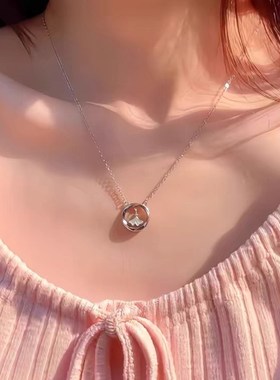 999纯银莫比乌斯环银杏叶项链女轻奢小众 2024新款锁骨链生日礼物