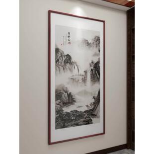 新中式入户玄关装饰画竖版走廊过道壁画国画山水画海纳百川挂画