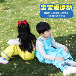 连体防水全身幼儿园宝宝男女L童玩水玩沙游戏透气雨 儿童背带雨裤