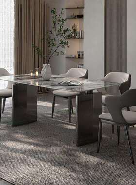 意式轻奢天然大理石餐桌简约现代家用设计师2023年新款微晶石饭桌