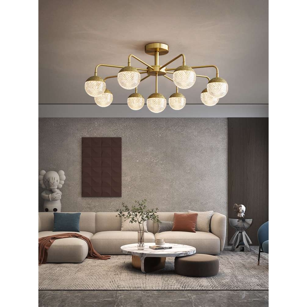 全铜轻奢客厅吊灯简约后现代极简卧室餐厅主灯2022年新款灯具