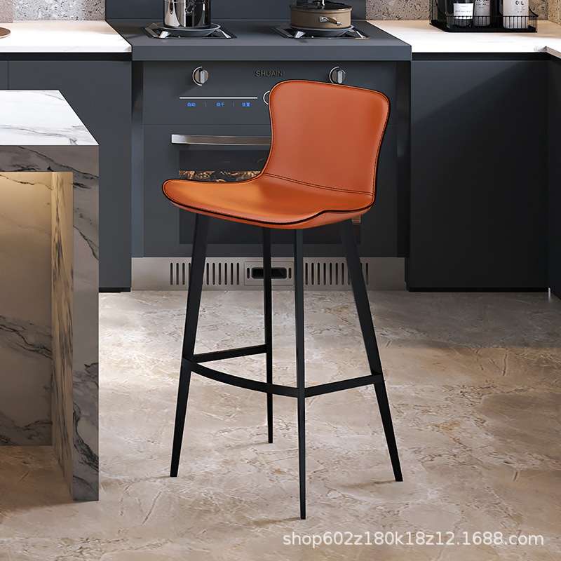吧台椅椅子高级真皮高马鞍椅高脚岛台餐椅吧台凳轻奢家用新款7261