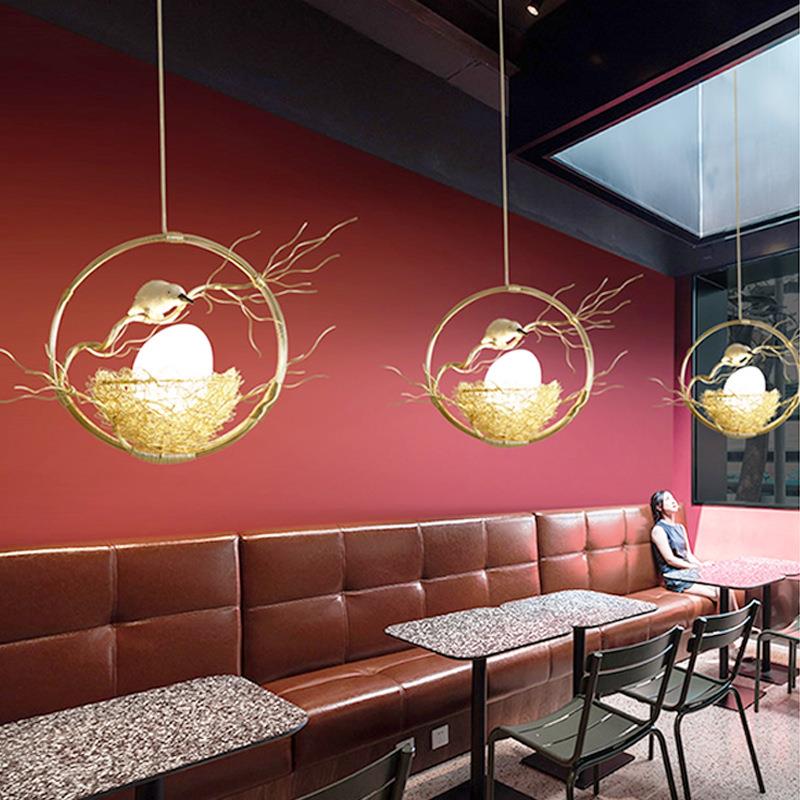 北欧创意鸟巢吊灯个性简约餐厅客厅卧室吧台室内人工编织鸟窝吊灯