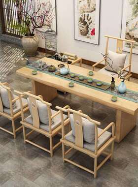 新中式实木茶桌仿古小户型家用功夫泡茶桌椅组合茶馆接待茶台