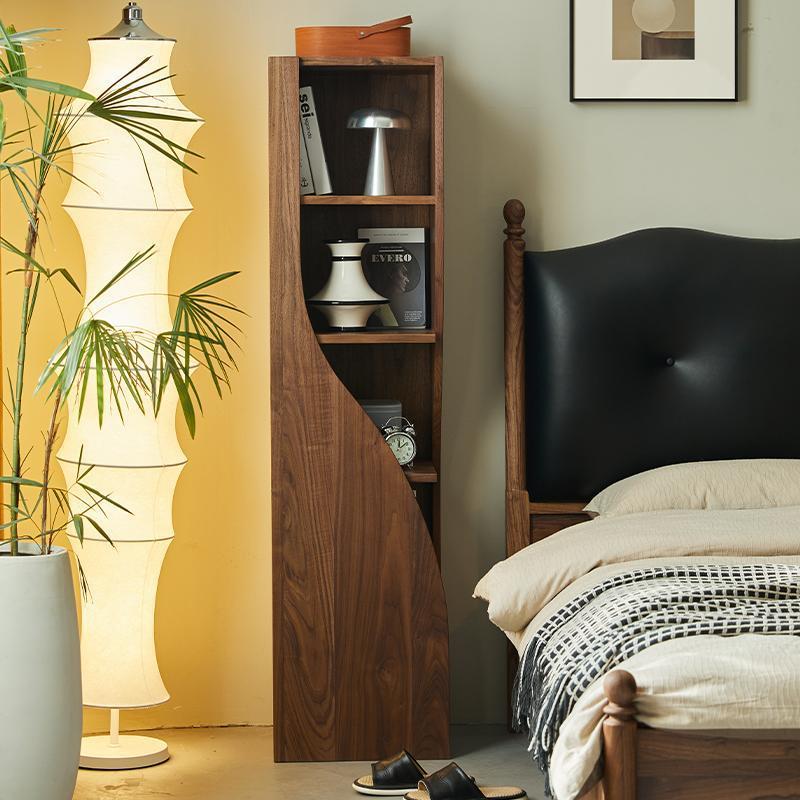 墙角置物柜北欧储物柜落地转角实木客厅现代简约书柜书架黑胡桃木