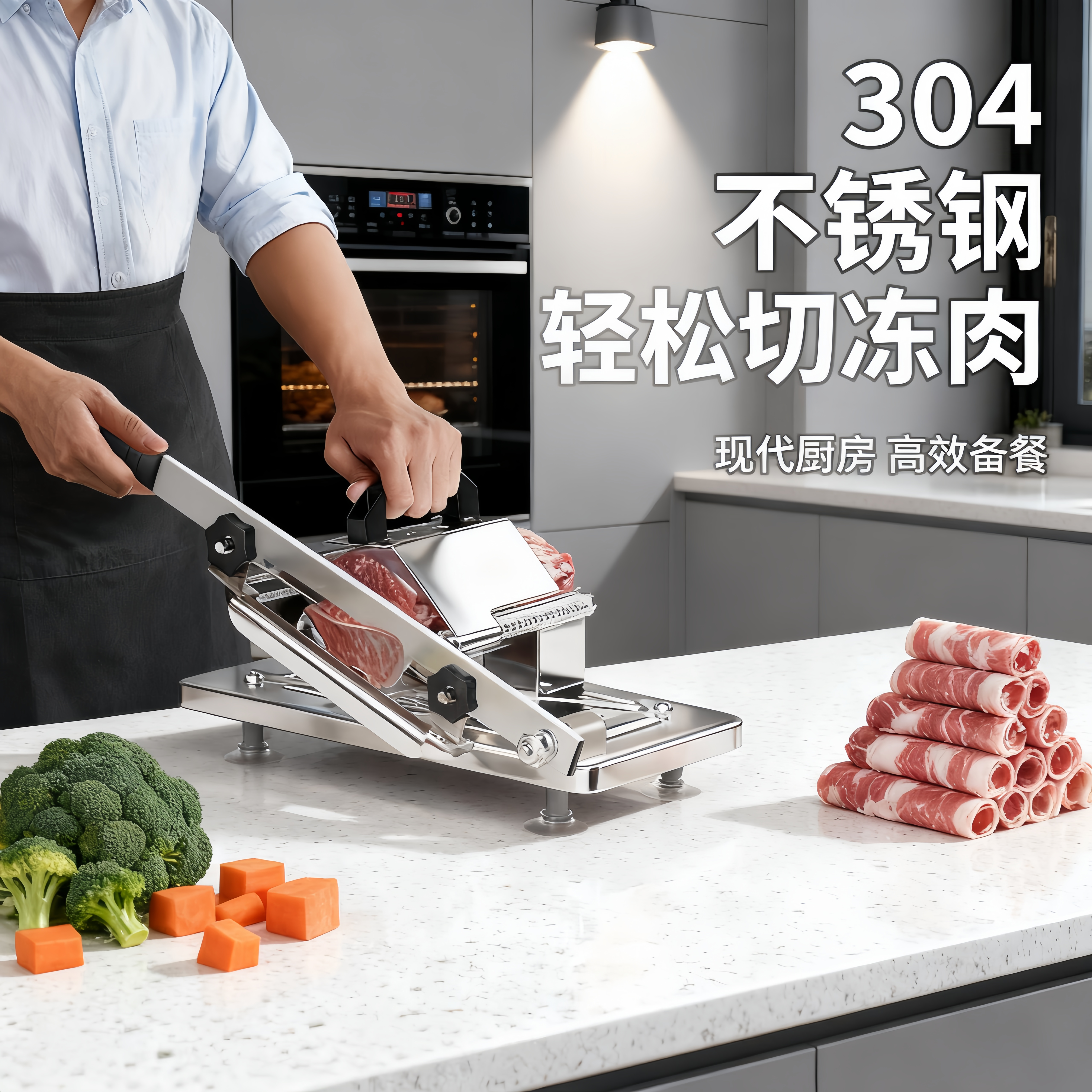 德国2025新款羊肉卷切片机家用手动切年糕刀冻肥牛卷商用切肉片机