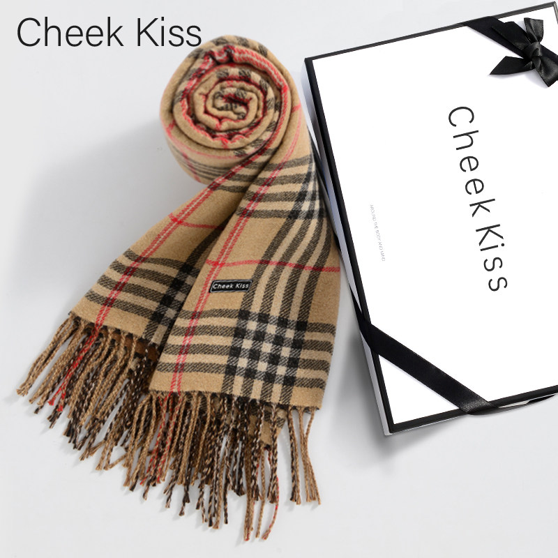 CheekKiss围巾女生日礼物高级双面格子2026新款保暖围脖礼盒包装