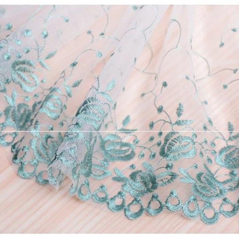 刺绣网蕾丝花边纱布料床裙清新面料裙边装饰品缝接底部带窗帘辅料
