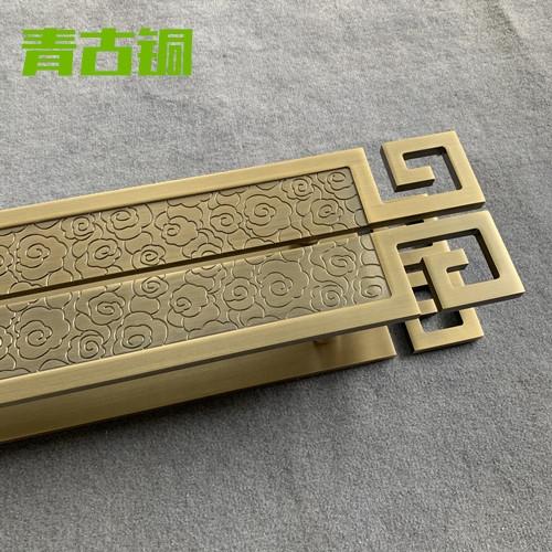 新款定制玻璃e门木门大门把手新中式仿古祥云实木古铜门把手酒店