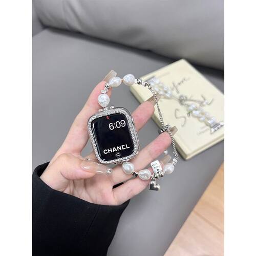 Getyr巴洛克珍珠伸缩链表带Apple Watch适用苹果表带S7/S8/SE