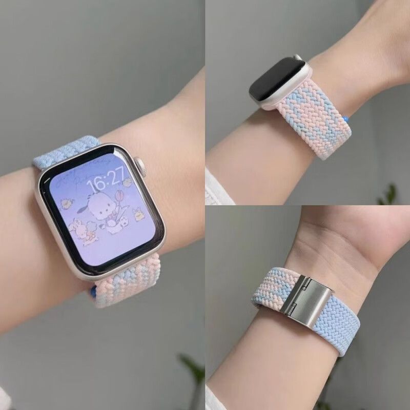 编织卡扣表带适用Apple Watch S10/S9Ultra/8/7/6/2/3表链SE/45mm图片